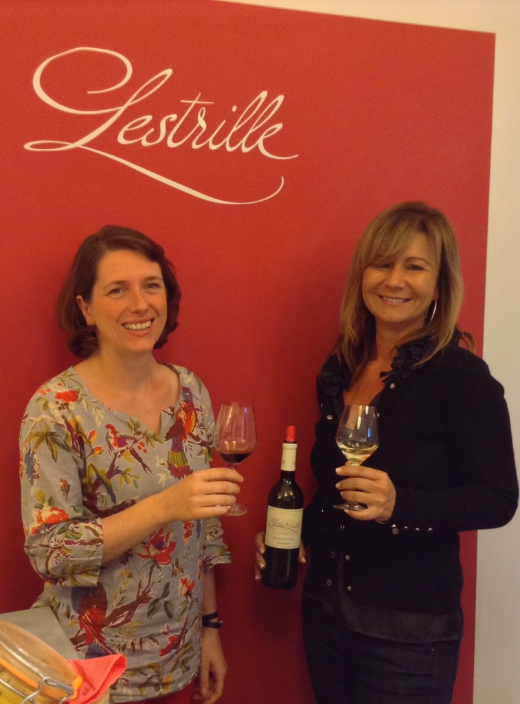 Monika Elling (right) CEO Foundations Marketing New York tasting the Lestrille wines with Estelle Roumage 