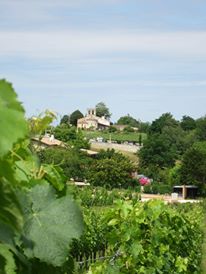 View from the Hourcat Sud vineyard towards the 12th Century Cardan church