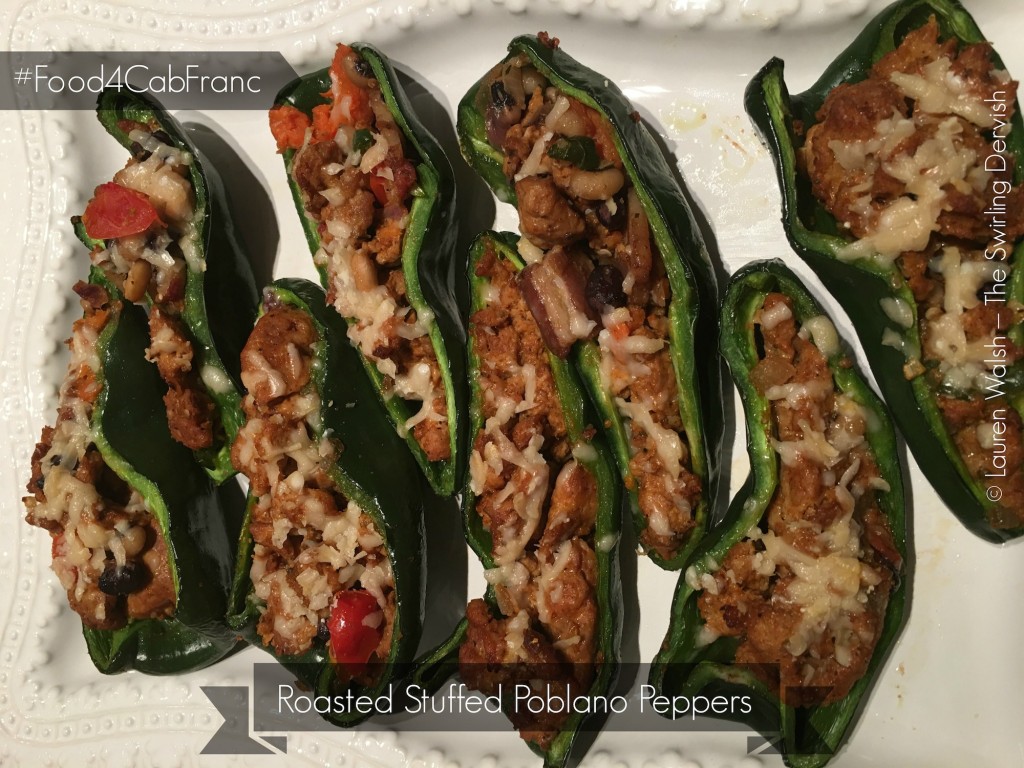 #Food4CabFranc - Roasted Stuffed Poblano Peppers - Photo / Recipe by Lauren Walsh, The Swirling Dervish