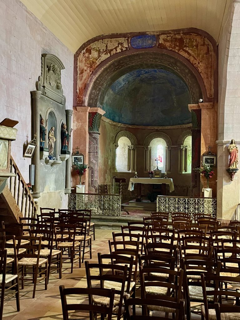 Inside the 12th century medieval church of Saint Saturnin in Cardan Bordeaux.